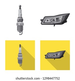 Vector design of auto and part symbol. Set of auto and car vector icon for stock.