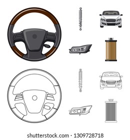 Vector design of auto and part symbol. Collection of auto and car stock symbol for web.