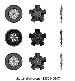 Vector design of auto and part symbol. Set of auto and car stock vector illustration.