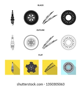 Vector design of auto and part symbol. Set of auto and car stock vector illustration.