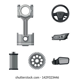 Vector design of auto and part symbol. Set of auto and car stock vector illustration.