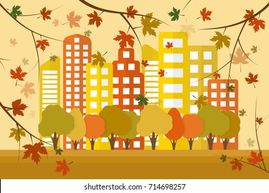 vector design of autumn city landscape