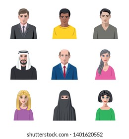 Vector design of avatar and face icon. Set of avatar and profile stock vector illustration.