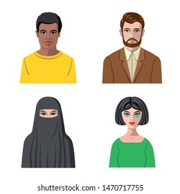 Vector design of avatar and face icon. Collection of avatar and profile stock vector illustration.