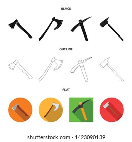 Vector design of ax  and hammer icon. Set of ax  and chopping stock symbol for web.