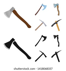 Vector design of ax  and hammer symbol. Collection of ax  and chopping stock vector illustration.