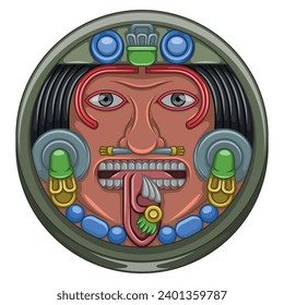 Vector design of Aztec calendar, monolithic disk of the ancient Mexica, sun stone of the Aztec civilization