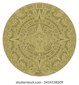 Vector design of Aztec calendar, monolithic disk of the ancient Mexica, sun stone of the Aztec civilization
