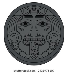Vector design of Aztec calendar, monolithic disk of the ancient Mexica, sun stone of the Aztec civilization