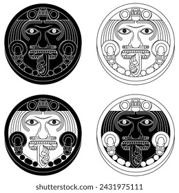 Vector design of Aztec calendar, monolithic disk of the ancient Mexica, sun stone of the Aztec civilization