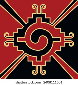 Vector design of Aztec civilization tribal symbol, Mexican indigenous geometric pattern design