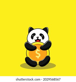 Vectordesign-Babypanda mit Goldmünze