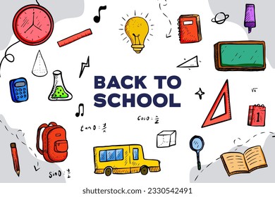 vector design back to school, background illustration, hand drawn style