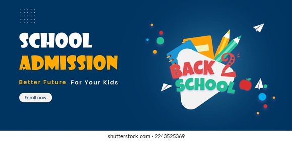 Vector design with a 'Back to School' theme on a blue background, perfect for promoting school reopenings, academic seasons, and student enrollment. 