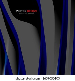 Vector design background. Abstract concept layout template. Wave texture illustration color gray and blue 