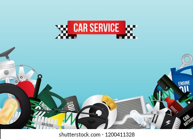 Vector design background for car mechanic service and repair.