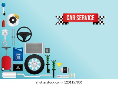 Vector design background for car mechanic service and repair.