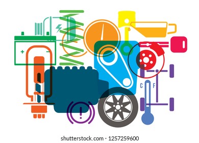 Vector design background for car mechanic service and repair.