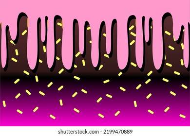 vector design background chocolate and pink discharge like chocolate food with strawberry cream topped