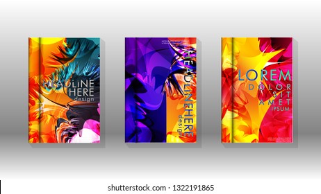 Vector design of background cover with colorful abstract spray patterns. Color mixture.