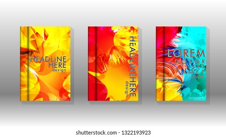 Vector design of background cover with colorful abstract spray patterns. Color mixture.