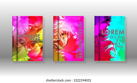 Vector design of background cover with colorful abstract spray patterns. Color mixture.