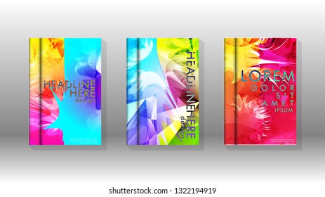 Vector design of background cover with colorful abstract spray patterns. Color mixture.
