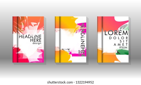 Vector design of background cover with colorful abstract spray patterns. Color mixture.
