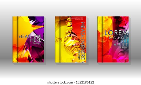 Vector design of background cover with colorful abstract spray patterns. Color mixture.