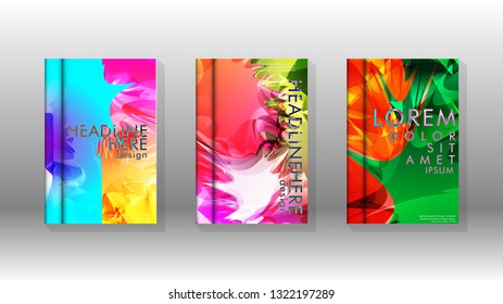 Vector design of background cover with colorful abstract spray patterns. Color mixture.