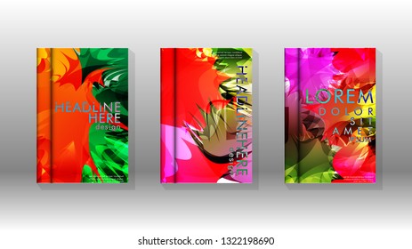 Vector design of background cover with colorful abstract spray patterns. Color mixture.