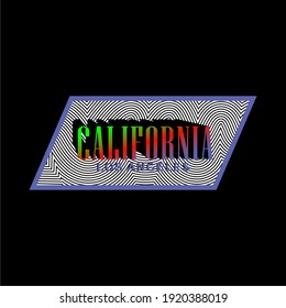 VECTOR DESIGN, BACKGROUND MOTIVES WITH CALIFORNIA WRITING, FOR T-SHIRT GRAPHICS, PRINT.