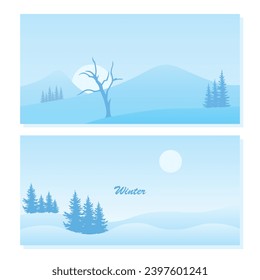 Vector design background for snow-covered winter mountain views.