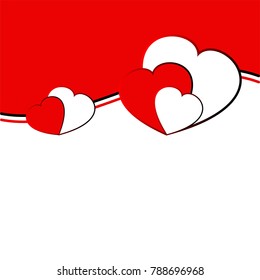 Vector design background with a turned out edge and with a silhouettes of  hearts. Vector graphic suitable for Valentine`s day or wedding template.