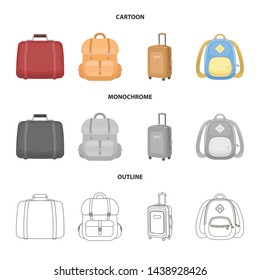 Vector design of backpack and bag icon. Set of backpack and school stock vector illustration.