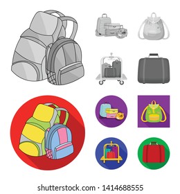 Vector design of backpack and bag  sign. Set of backpack and school stock vector illustration.