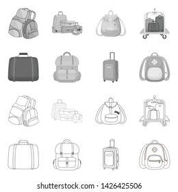 Vector design of backpack and bag sign. Collection of backpack and school vector icon for stock.