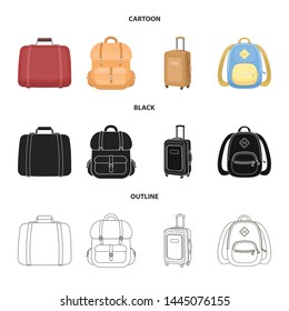 Vector design of backpack and bag sign. Set of backpack and school stock vector illustration.