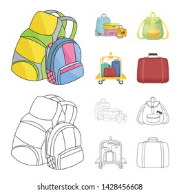 Vector design of backpack and bag symbol. Set of backpack and school vector icon for stock.