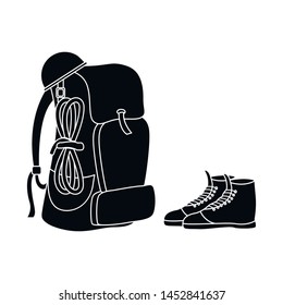 Vector design of backpack and boot logo. Set of backpack and trekking stock vector illustration.