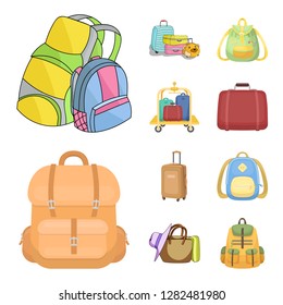 Vector design of  and backpack icon. Set of  and pack stock symbol for web.