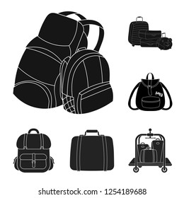 Vector design of  and backpack sign. Collection of  and pack vector icon for stock.