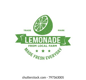 vector design badge, label, logo of lemonade beverage, lemon syrup, lemon juice, made fresh and sweet
