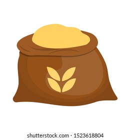 Vector design of bag and flour icon. Graphic of bag and wheat vector icon for stock.