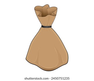 vector design of a bag made of brown paper that is wrapped and tied