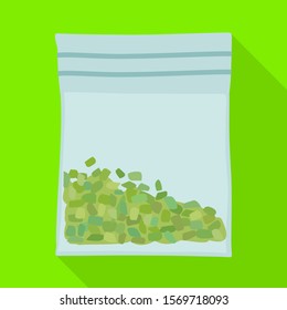 Vector design of bag and marijuana logo. Web element of bag and sack vector icon for stock.