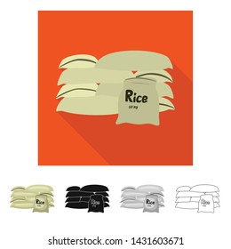 Vector design of bag and rice icon. Set of bag and wholesale stock vector illustration.