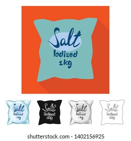 Vector design of bag and salty sign. Collection of bag and powder vector icon for stock.