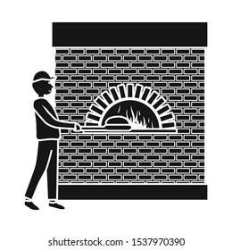 Vector design of baker and oven sign. Graphic of baker and bread vector icon for stock.