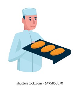 Vector design of baker and pan sign. Collection of baker and baguette vector icon for stock.